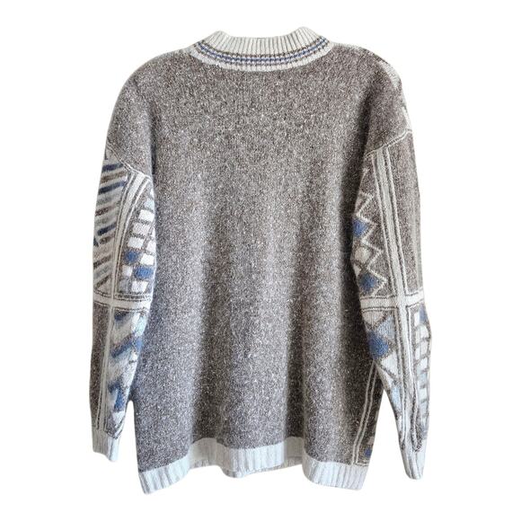 GINA PETERS Women M Sweater Silk Angora Lambswool Blend Beige Blue Brown VTG 38" - Picture 7 of 7